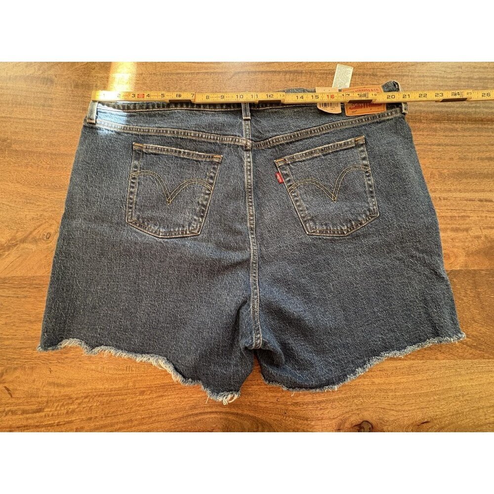 Levi's 501 Shorts Womens 20W Blue Denim High Rise Button Fly Cutoff Frayed Hem - Picture 5 of 7